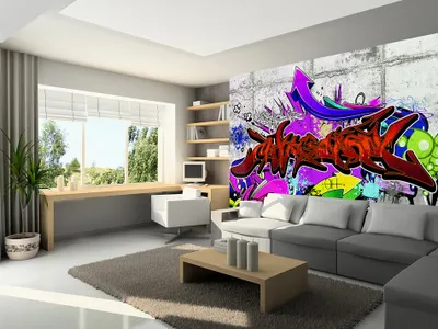 Produktbild von Vlies Fototapete Graffiti 350x256 cm Tapeten Wandtapete XXL Mural Streetart Betonoptik f-A-0368-a-c