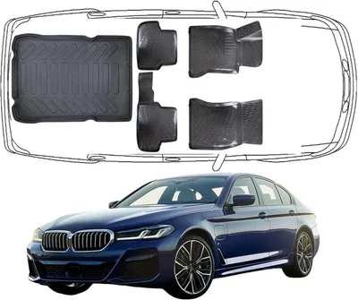 Produktbild von 3D Fußmatten & Kofferraumwanne Auto Set Kompatibel mit BMW 5èr G30 2017-2024 Limousine