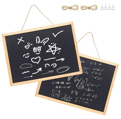 Krijtbord-Set 2er, 30 x 40 cm, Holzrahmen, schwarz, zum Aufhängen