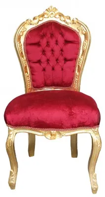Produktbild von Casa Padrino Barock Esszimmer Stuhl Bordeaux / Gold ohne Armlehnen - Antik Möbel