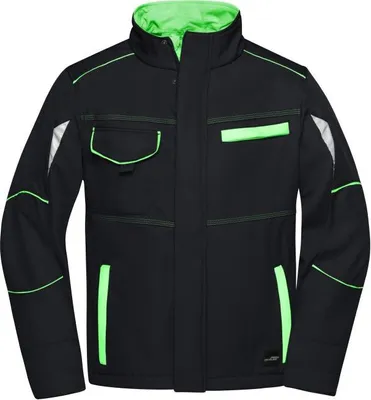 Produktbild von Workwear Softshell Jacket - COLOR - black/lime-green, Gr. XS