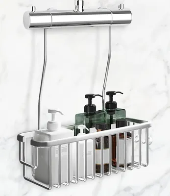 Produktbild von Duschregal ohne Bohren, hängend, einfach und elegant, Shampoo-Regal, Badezimmer-Hängelagerregal (Silber)