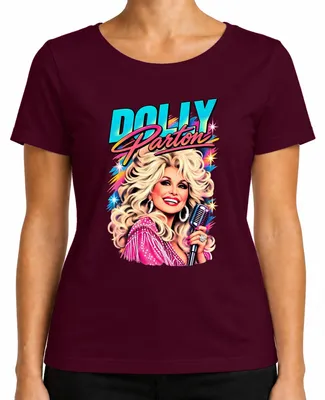 Obrázok produktu pre Dámske tričko s motívom Dolly Parton, country speváčky, retro dizajn, Nashville, červená farba, veľkosť S