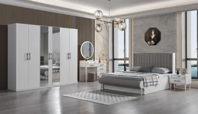 Produktbild von Komplettschlafzimmer 6-teilig Bett Schrank Nachttische modern