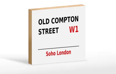 Produktbild von Holzschild London 18x12cm Soho Old Compton Street W1