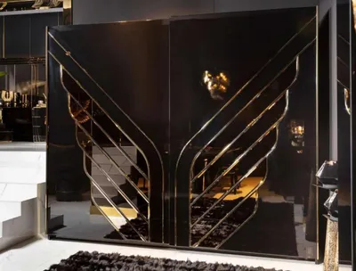 Produktbild von Exklusiver Schwarzer Kleiderschrank Schlafzimmer Holzschrank Schrank