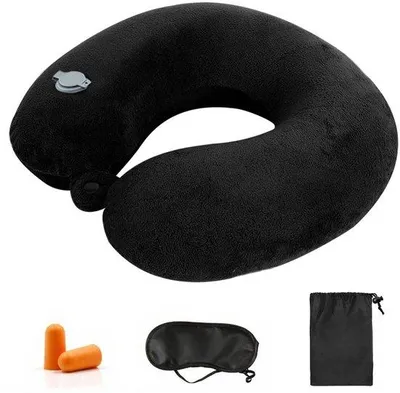 Zdjęcie produktu dla Unyqoos® Ergonomiczna, nadmuchiwana poduszka pod głowę do podróży – szybko nadmuchiwana (3–5 wdechów), kompaktowa i lekka, z miękkim, zmywalnym pokrowcem