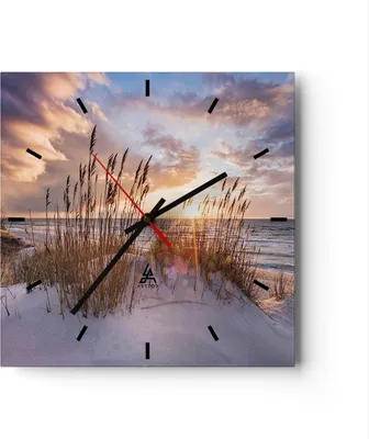 Produktbild von Wanduhr - Quadrat - Glasuhr - Westen auf der Strand - 30x30cm - Schleichendes Uhrwerk - Lautlos - zum Aufhängen bereit - Dekoration Modern - Wanddekoration aus Glas - C3AC30x30-4710