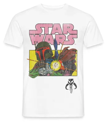 Produktbild von Star Wars: Mandalorian Retro Mandalorianer Männer T-Shirt, XL, Weiß