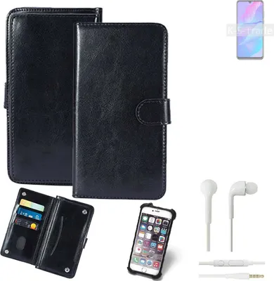 Produktbild von K-S-Trade 360° Hülle kompatibel mit Huawei P Smart S inkl. Headphones schwarz Kunstleder Case BookCase WalletCase Kunstlederederhülle Handyhülle,