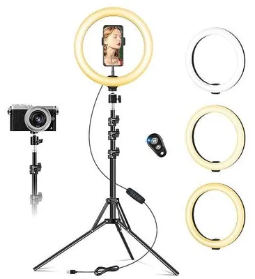 Zdjęcie produktu dla Lampa pierścieniowa 25 cm statyw 178 uchwyt telefon pilot selfie