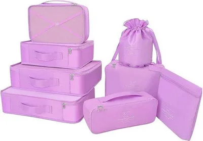 Produktbild von Famanu Koffer Organizer 8 Sets - Wasserabweisende Taschen in Lila