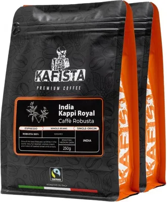 Zdjęcie produktu dla Kafista "India Kappi Royal" - 100% Robusta, palona we Włoszech - ziarna espresso 2x250g
