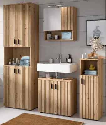 Produktbild von Badmöbel Set 4-teilig "Livia" in Artisan Eiche Badkombination 180 x 192 cm