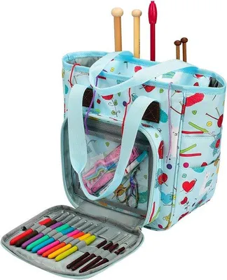 Produktbild von Famanu Stricktasche aus umweltfreundlichem Canvas - 28 x 14 x 26 cm