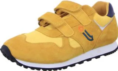 A single yellow sneaker shown from a side-diagonal angle against a white background.