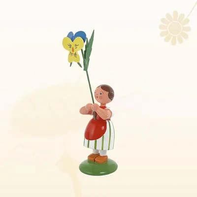 Produktbild von Miniaturfigur Blumenmädchen mit Stiefmütterchen Höhe 12cm NEU