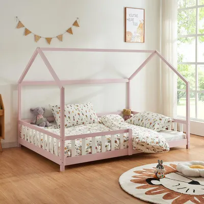 Produktbild von Kinderbett – Kinderbetten – Einzelbett – Etagenbett – Kinderbettgestell – Sturzschutz – Kiefernholzrahmen