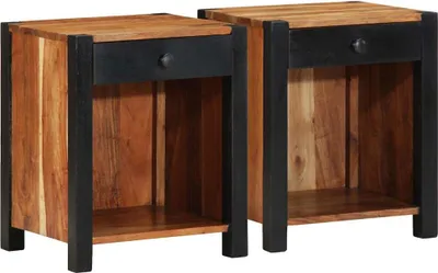 Immagine prodotto di Maison Exclusive - Comodini, 2 pezzi, colore marrone, dimensioni 40 x 35 x 50 cm, in legno massello di acacia
