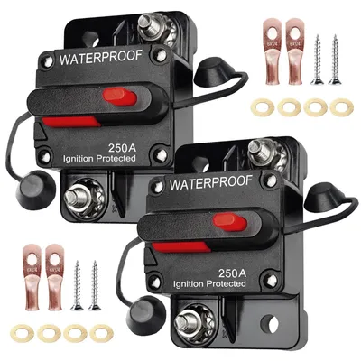 Productafbeelding van 2 stuks 250 A stroomonderbrekers, automatische zekeringhouder, 12 V-48 V DC
