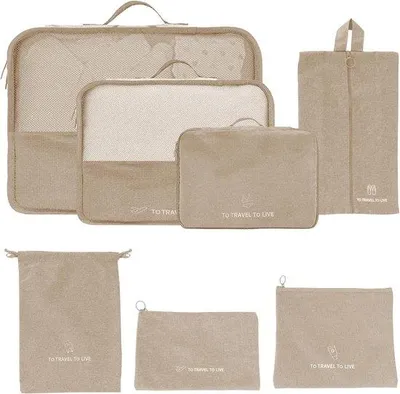 Produktbild von Famanu Packing Cubes 7-teiliges Koffer-Organizer-Set - Beige