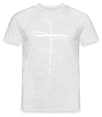 Produktbild von Spreadshirt Jesus Kreuz Christlich Männer T-Shirt, L, Grau meliert