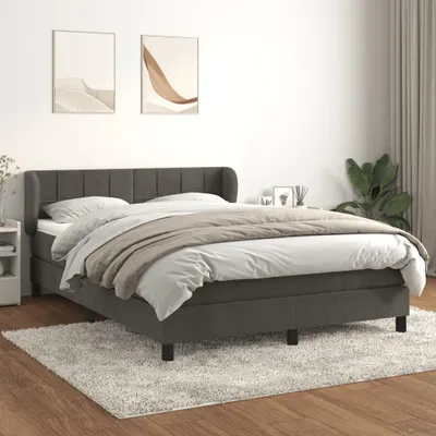 Produktbild von [Home] Boxspringbett mit Matratze Dunkelgrau 140x190 cm Samt , Neue Mode 2024 im häuslichen Leben