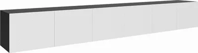 Produktbild von MEBLINI TV-Schrank 300cm Lang - Fernsehschrank - TV Lowboard Industrial - Unterschrank für Fernseher - TV-Unterschrank - TV-Schrank - Hängeschrank - KLARO - 300x40x41cm - Schwarz Matt/Weiß Matt