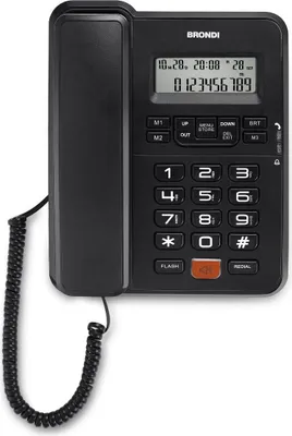 Produktbild von Brondi Office Desk, DECT-Telefon, Kabelgebundenes Mobilteil, Freisprecheinrichtung, Anrufer-Identifikation, Schwarz