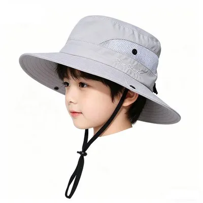 Produktbild von Kinder Sonnenhut – Bucket Hat mit UV Schutz UPF50+ – breite Krempe & Zopföffnung – schnell trocknend – atmungsaktiver Strand- & Outdoor Hut