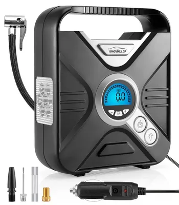 Immagine prodotto di Compressore d'aria portatile a 12V con manometro digitale per la pressione dei pneumatici e luce a LED
