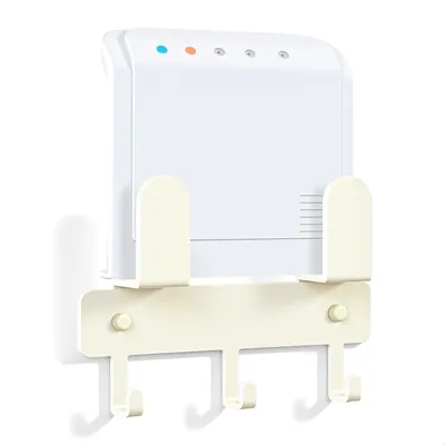 Produktbild von Routerregal, Router-Wandhalterung, Router-Aufbewahrungsbox, Kabelbox-Organizer für WLAN-Router und Steckdosenleisten ohne Bohren, weiß