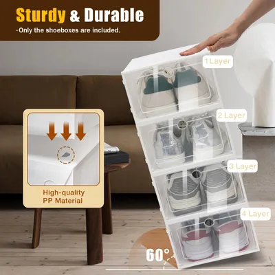 Produktbild von Set von 24 stapelbaren Schuhboxen mit durchsichtiger Tür