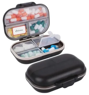 Produktbild von Tablettenbox 7 Tage 2 Stück Medikamentenbox mit 7 Fächern Tragbar Reise-Organizer