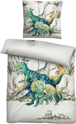 Produktbild von Biberna Linon Bettwäsche Dino Größe 135x200/80x80 cm