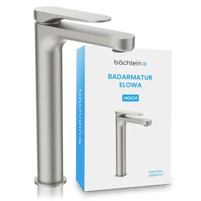 Produktbild von Bächlein - Design Badarmatur - Elowa Edelstahl Gebürstet - Hohe Ausführung