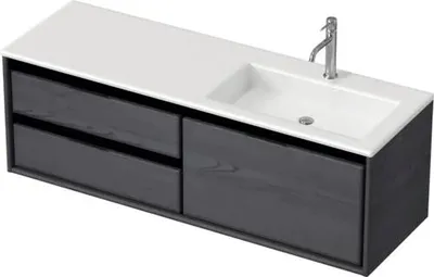 Produktbild von Sanox Badmöbel-Set Loft BxHxT 140,5 x 47 x 45,5 cm Frontfarbe black oak mit Waschtisch Mineralguss weiß Griff chrom 8475