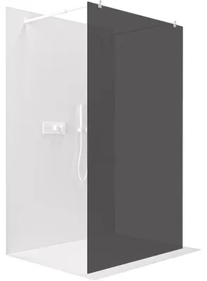 Obrázok produktu pre Sprchová zástená Walk-in Onyx Duo, ľavá/pravá - 8 mm - okrúhla nosná tyč - matná biela, sklo: grafit - 60x200 cm