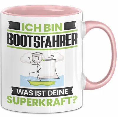 Produktbild von Bootsfahrer Tasse Geschenk für Bootsfahrer Geburtstag Lustiger Spruch Kaffee-Becher Was Ist Deine Superkraft (Rosa)