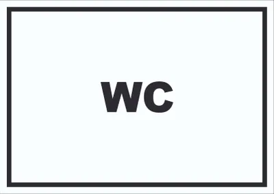Produktbild von WC Schild mit Text Toilette Klo waagerecht A4 Rückseite selbstklebend