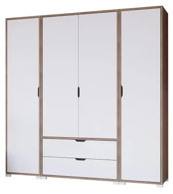 Produktbild von Summonte - Großer Kleiderschrank, 170x183h cm Weiß, 2 Schubladen