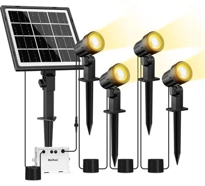 Solar-Gartenleuchten 4er-Set, 2700 K, 3 Helligkeitsstufen, 3 Modi