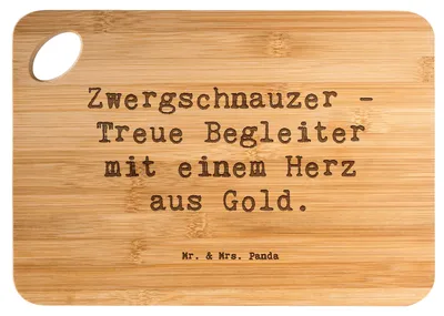 Produktbild von Mr. & Mrs. Panda Schneidebrett Spruch Zwergschnauzer Herz - Transparent - Geschenk, treue Gefährten, Holzbrett, Hackbrett, Hunderassen Charakter, Frühstücksbrett, Hund