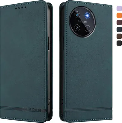 Produktbild von Hülle für Realme 11 4G, Retro Kunstleder Ständer Klapphülle mit Kartenfächer und Magnetische Grün