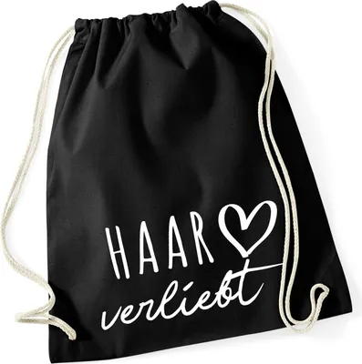 Produktbild von Huuraa Turnbeutel Haar verliebt 12 Liter Black Baumwolle Rucksack Geschenkidee