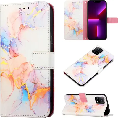 Produktbild von VIVO Y31S 5G Hülle, Marmor Motiv Kunstleder Tasche Wallet Kartenfächer mit Standfunktion Klapp Schutzhülle für VIVO Y31S 5G Bunt