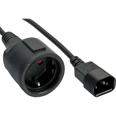 Produktbild von InLine Netz Adapter Kabel, Kaltgeräte C14 auf Schutzkontakt Buchse, 1m, 1 m