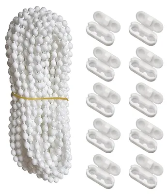 Rolgordijnketting 6 m weiß mit 10 Verbindern für Rollos & Jalousien