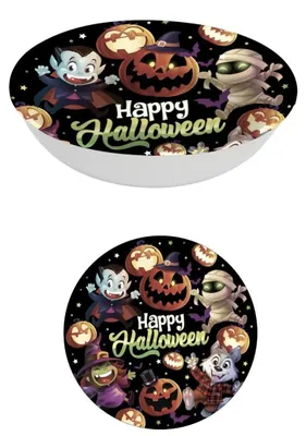 Monsterschale 32 cm, Halloween-Tischdeko, schwarz, wiederverwendbar