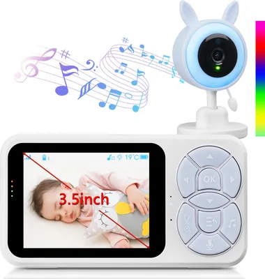 Produktbild von Baby Monitor mit Kamera, 3.5" IPS Display, Nachtsicht, Gegensprechfunktion, Temperaturüberwachung, Schlaflieder, 2000mAh Akku